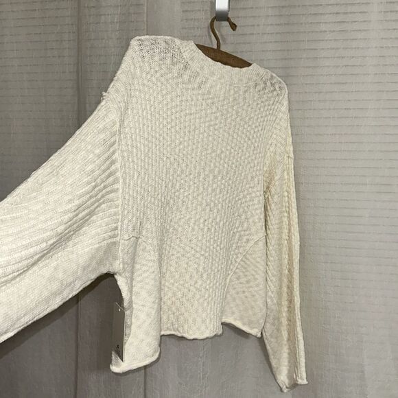 PINK REPUBLIC XL Juniors Crème Fresh Ivory Knit Boxy Fit Cropped Sweater - Picture 13 of 16